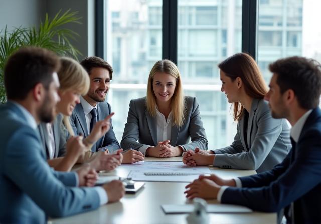 多国籍のチームが会議で協力している様子